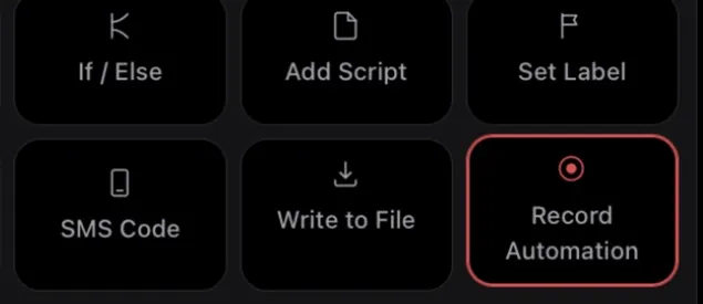 Record Automation switched on in the toolbox