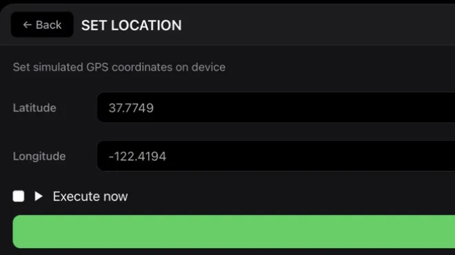 Set Location form with latitude and longitude fields