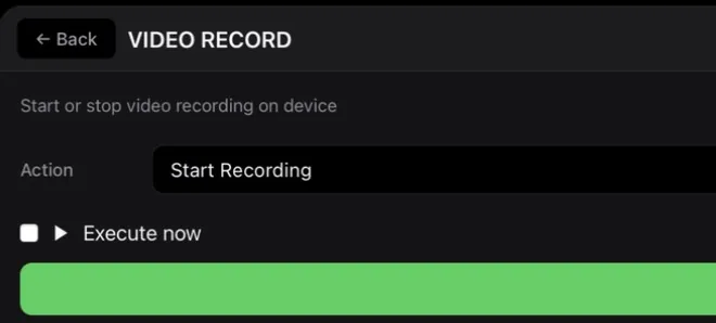 Video Record form with start recording action